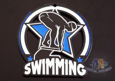 China Soft Enamel Custom Zinc Alloy Metal Swimming Glow In The Dark Medals For Races for sale