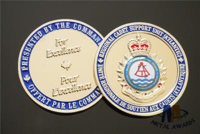 China Soft Enamel And Epoxy Covered Custom Challenge Coins Shiny Gold Plating Die Cast for sale