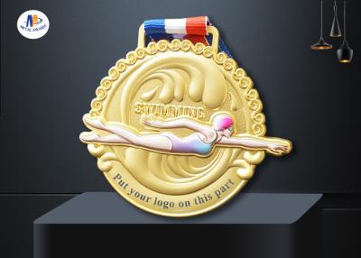 China Three Dimensional 70mm 3mm Zinc Alloy Swimming Medals for sale