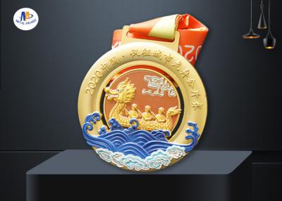 China Dragon Boat Competiton 3D Relief Medal With Colors Painting for sale