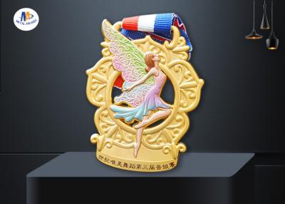 China Custom Cut Out Dancing Medal Feature The Dancer In Colorful Painting With Wings for sale