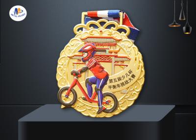 China 65x4mm Children Banlance Bike Medals In Colors Painting for sale