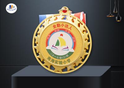 China Round Color Painting Zinc Alloy Star Medal 76.2*3MM for sale