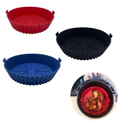 China Silicone Pot For Air Fryer Liner Reusable Round Food Safe Easy Cleaning Air Fryer Oven for sale