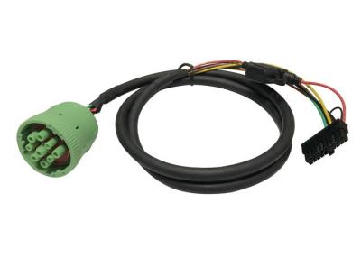 China Green J1939 Deutsch 9 Pin Female to Molex 20 Pin Female Cable with Fuse for sale