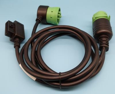 China Right Angle Green Deutsch 9-Pin J1939 Female to Right Angle OBD2 Female and J1939 Male Split Y Cable for sale