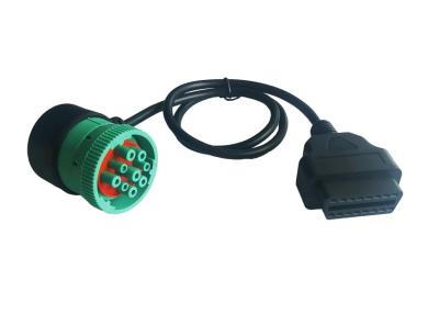 China Right Angle Green Deutsch 9 Pin J1939 Female to J1962 OBDII 16 Pin Female Cable for sale