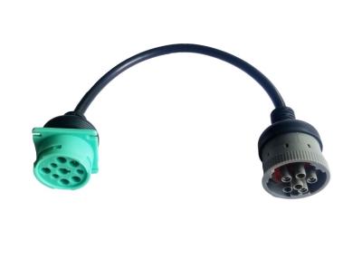 China Green Type 2 J1939 Deutsch 9-Pin Male to 6-Pin J1708 Female Cable for sale