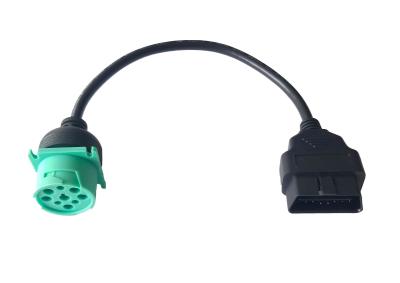 China Green Deutsch 9 Pin J1939 Male to J1962 OBD2 OBDII 16 Pin Male Cable for sale