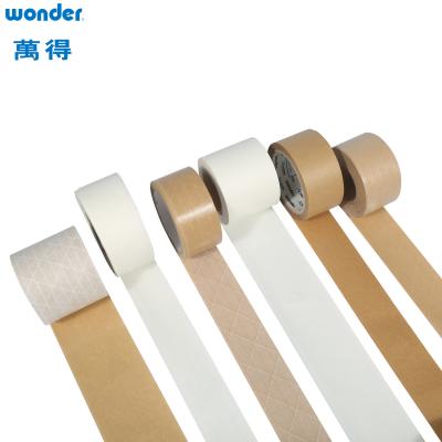 China Self Adhesive White Kraft Paper Tape 0.130mm Thickness Solvent Based for sale