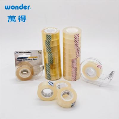 China DIY Clear BOPP Papelería cinta de 18 mm de ancho amarillento individual para proyectos en venta