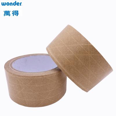 China Line Strengthening Kraft Paper Packing Tape 0.130mm Thickness For Cardboard Boxes for sale