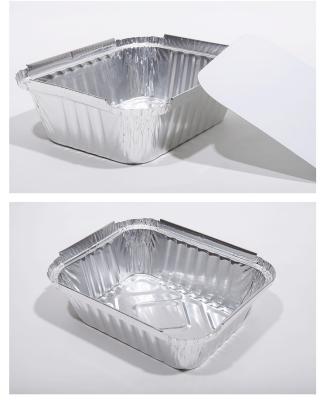 中国 銀製のアルミ ホイルの塊鍋、ふたが付いている使い捨て可能なアルミニウム耐熱の深皿 販売のため
