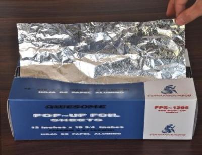 China 9 - 24micron Thickness Pop Up Aluminum Foil Sheets , Pre Cut Aluminum Foil Sheets for sale