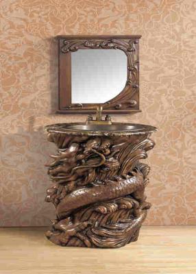 China Waterproof Resin Artistic Vanity Bathroom Sink Cabinet With Mirror for sale