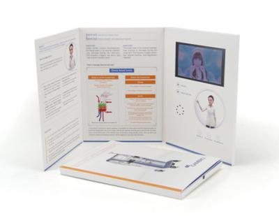 China Innovative video marketing product 7 inch videopak video brochure mailer with multipage booklet for sale