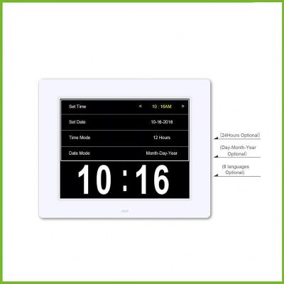 China 8 inch Digital Calendar Alarm Day Clock with 3 Alarm Options, Extra Large Non-Abbreviated Day & Month for sale
