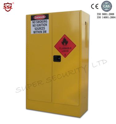 China Armário de armazenamento inflamável químico da pintura amarela com respiradouros duplos para os bens perigosos 250L à venda