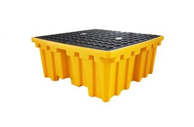 China Paleta IBC de base amarilla con tapón de drenaje - Solución duradera y confiable para el almacenamiento a granel en venta