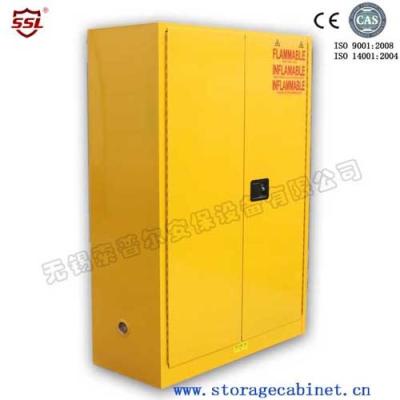 China Yellow Drum Flammable Storage Cabinet With Galvanized Steel Shelving for sale