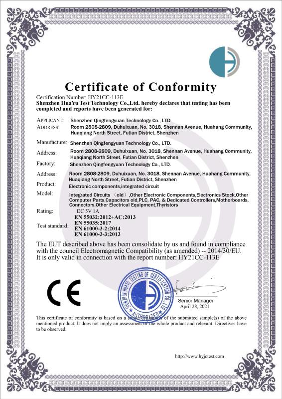 CE - ShenZhen QingFengYuan Technology Co.,Ltd.