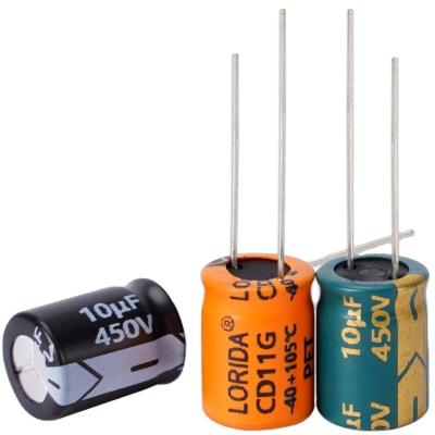 China Manufacture Price 450V 10UF quality high voltage audio electric condensadors dip aluminum electrolytic capacitors for sale