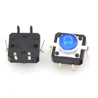 China original Vertical Colorful LED 12*12 4 Pin push button micro switch led light 250V for sale