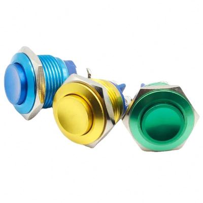 China 16 mm high metal button switch reset button switch instantly alumina red green yellow blue black 3 a / 250 VDC for sale