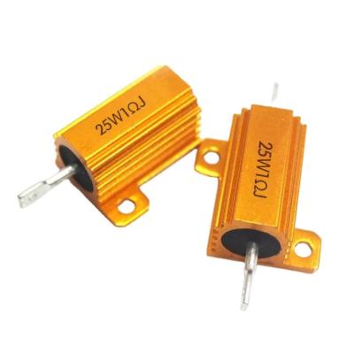 China RX24 75W 300 Ohm Power Golden Aluminium Housed Metal Shell Case Wire Wound Resistor Wirewound for sale