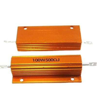 China High Quality Golden 25W 100W 500R Aluminum Housed Braking Power Wirewound Resistor for sale