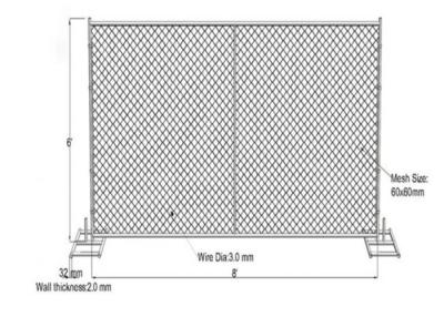 China 60x60mm Holes 3.0mm Wire Chain Link Mesh Fence Temporary For Australia Market for sale
