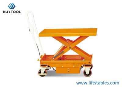 China 500kg 1102lbs Mobile Lift Tables Hydraulic Manual Mobile Single Scissor Lift Table Trolley for sale