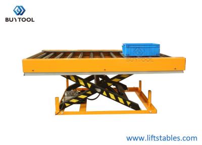 China 1 Ton  2 Tonne  Rubber Roller Top Hydraulic Scissor Lift Table Trolley Wood Transport for sale