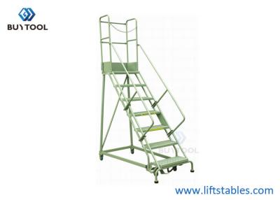 China 660lbs 7 Step Industrial Ladder With Platform Wheels Rolling Stock Picking Ladders For Warehouses for sale
