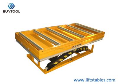 China Electric Hydraulic Table Lift Cart Stationary Pallet Lifter Equipped With Conveyor Top 1.1kw for sale