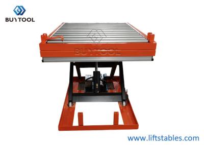 China 1000 Kg 2200 Lb Roller Lift Table Roller Conveyor Scissor Lift Table Hydraulic Steel for sale