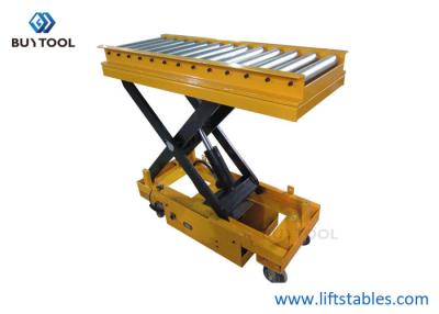China Pallet Roller Conveyor Scissor Lift Tables On Wheels 1100lbs Capacity 40