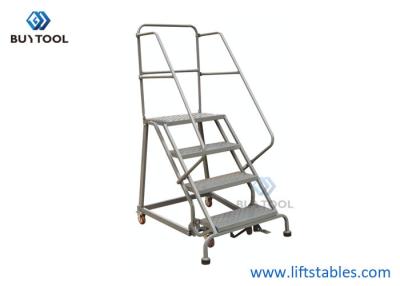 China 150kg 130 Kg  4 Step Industrial Step Ladder Steel Rolling Ladder For Building Construction 8 Feet 10 Feet for sale