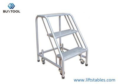China Position Movable Industrial Warehouse Platform Ladder With Wheels 2 Or 3 Steps for sale