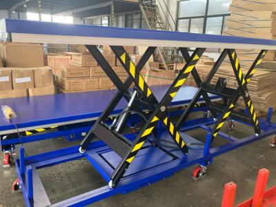 China Mobile DC Battery Powered Tandem Scissor Lift Table Transferring Bulky Heavy Item for sale