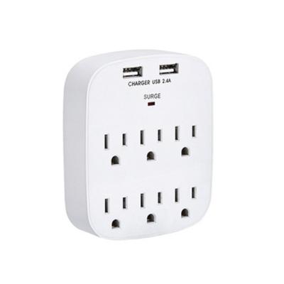 China Wall Power Socket And Wall Tap One Input 6 Outlet 2 USB Surge  UL cUL passed for sale