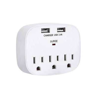 China Wall Power Socket And Wall Tap One Input 3 Outlet 2 USB Surge  UL cUL passed for sale