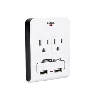 China Wall Power Socket And Wall Tap One Input 2 Outlet 2 USB Surge  UL cUL passed for sale