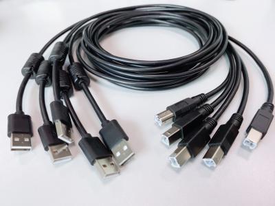 China Black A Male To B Male USB Cable Ferrite Core Shielded For Data Transmission for sale