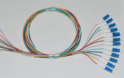 China Cordón de remiendo colorido de la fibra óptica de la coleta SM/MM de la PC del PVC 0.9m m LC en venta