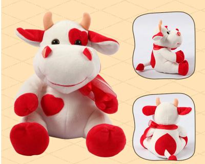 China Sitting Pose RedBull Red Cow Milka Cow Plush Toys for sale