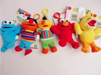 China Cute Sesame Street Plush Stuffed Toys with Hook keychain toys for sale