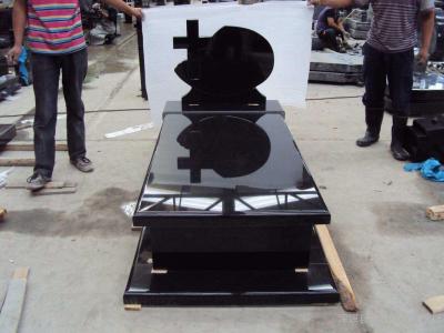 China Absolute Black Granite Memorial Headstones Retangular Upright / Other Shape for sale