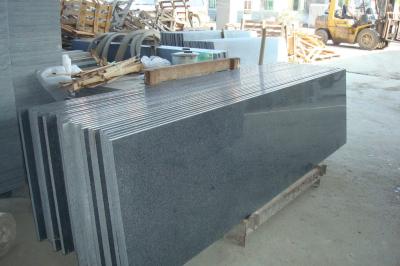 China Natural Granite Stair Treads And Risers , Black Gray Granite Slabs For Stairs for sale