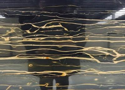 China Gold Veins Black Marble Kitchen Floor Tiles Polished Surface Finishing for sale